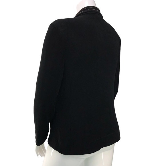 Chicos Travelers Womens Size 2 US 12 L Blazer Jacket Black Slinky Stretch Button - Picture 7 of 16